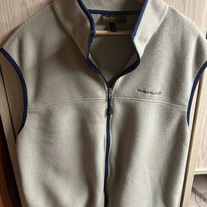 Timberland Men's Tan Fleece Vest with Navy Trim . NWOT